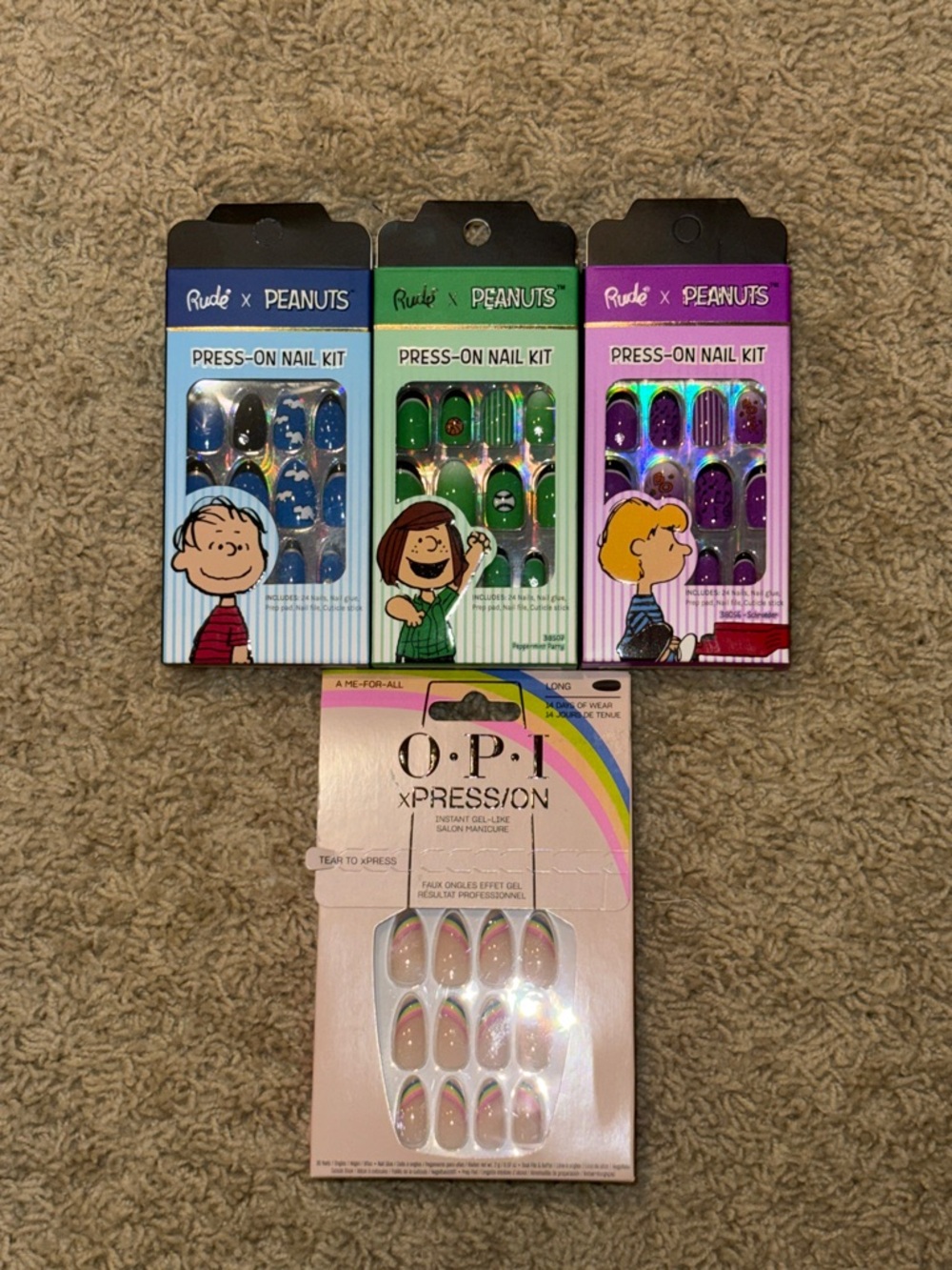 Rude x Peanuts & OPI Assorted Press-On Nail Kits — Blue, Green, Purple, Nude - Picture 2 of 9